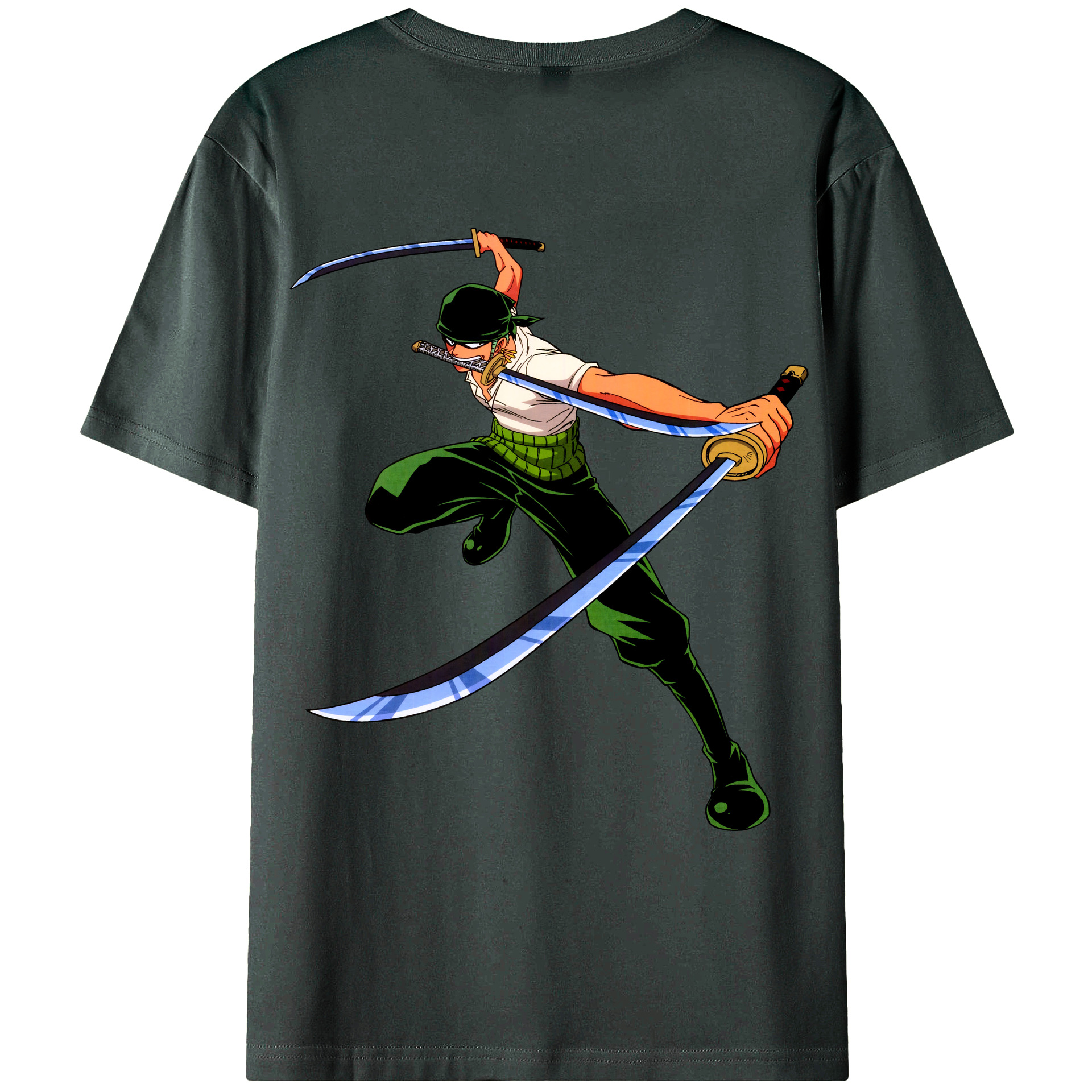 ワンピース ロロノア・ゾロ ONE PIECE Roronoa Zoro 綿100％ メンズ半袖Tシャツ（バックプリント） 通気性